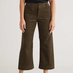 Quince Olive Brown Ankle Cropped Corduroy Pants